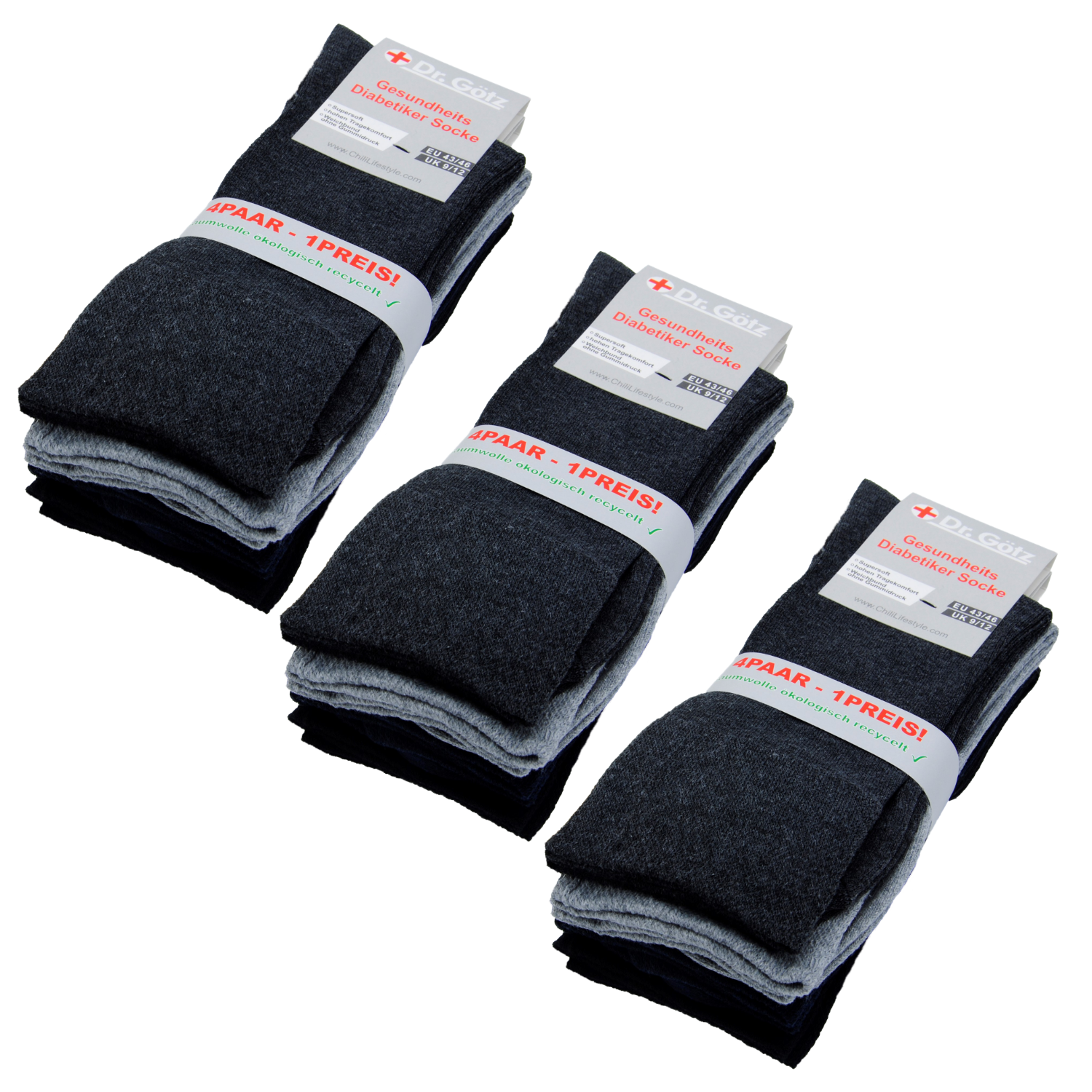 ChiliLifestyle Diabetiker Socken für Damen und Herren