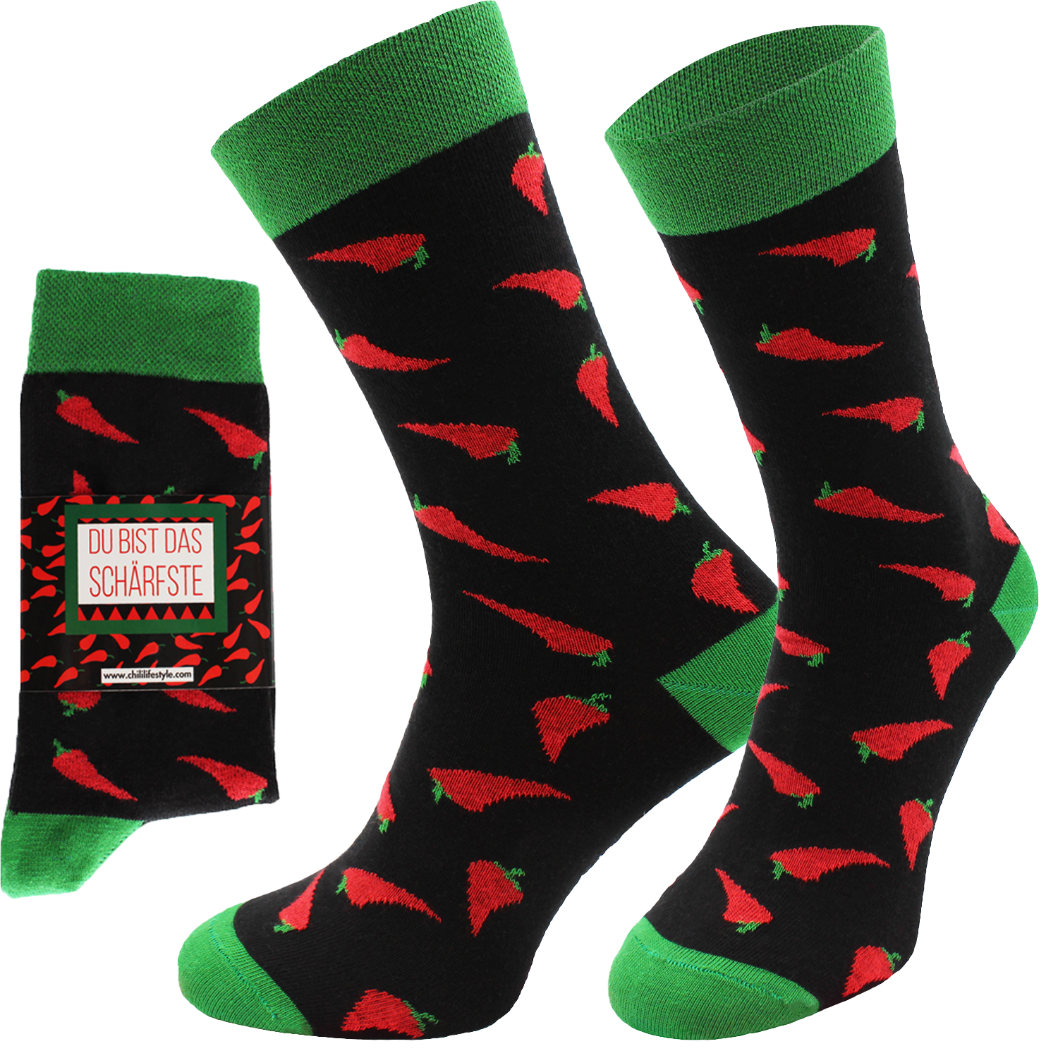 ChiliLifestyle Geschenksocken Chili mit witziger Banderole für Damen und Herren