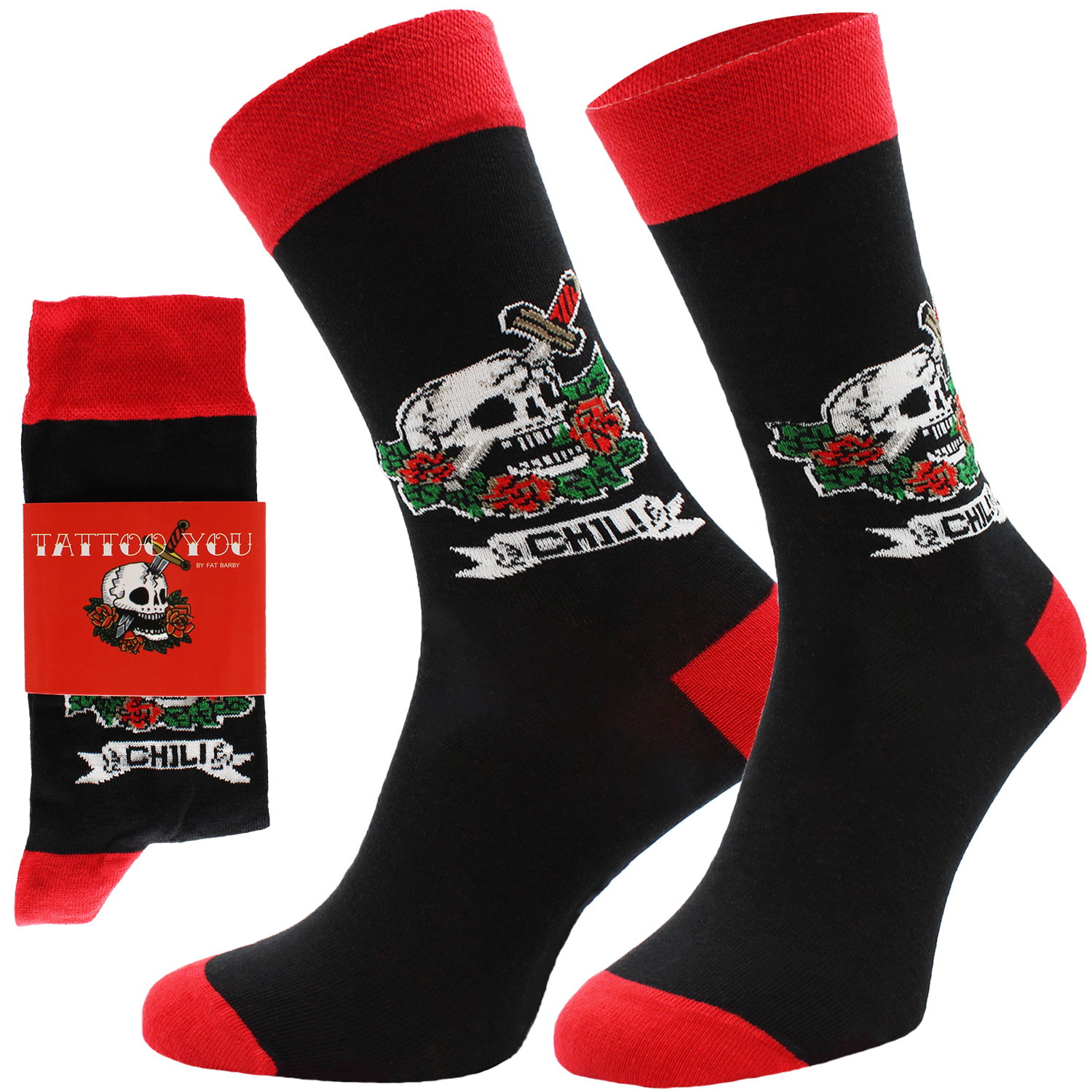 ChiliLifestyle Geschenksocken Tattoo mit witziger Banderole für Damen und Herren