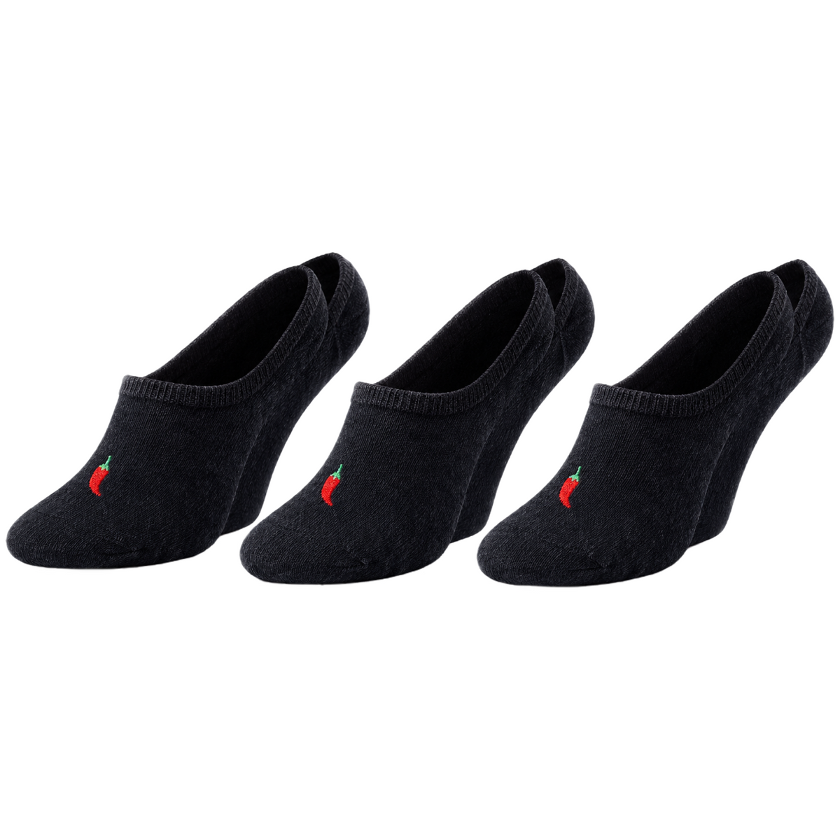 ChiliLifestyle Footies Silicon Sneaker Schwarz, 3 Paar, für Damen und Herren