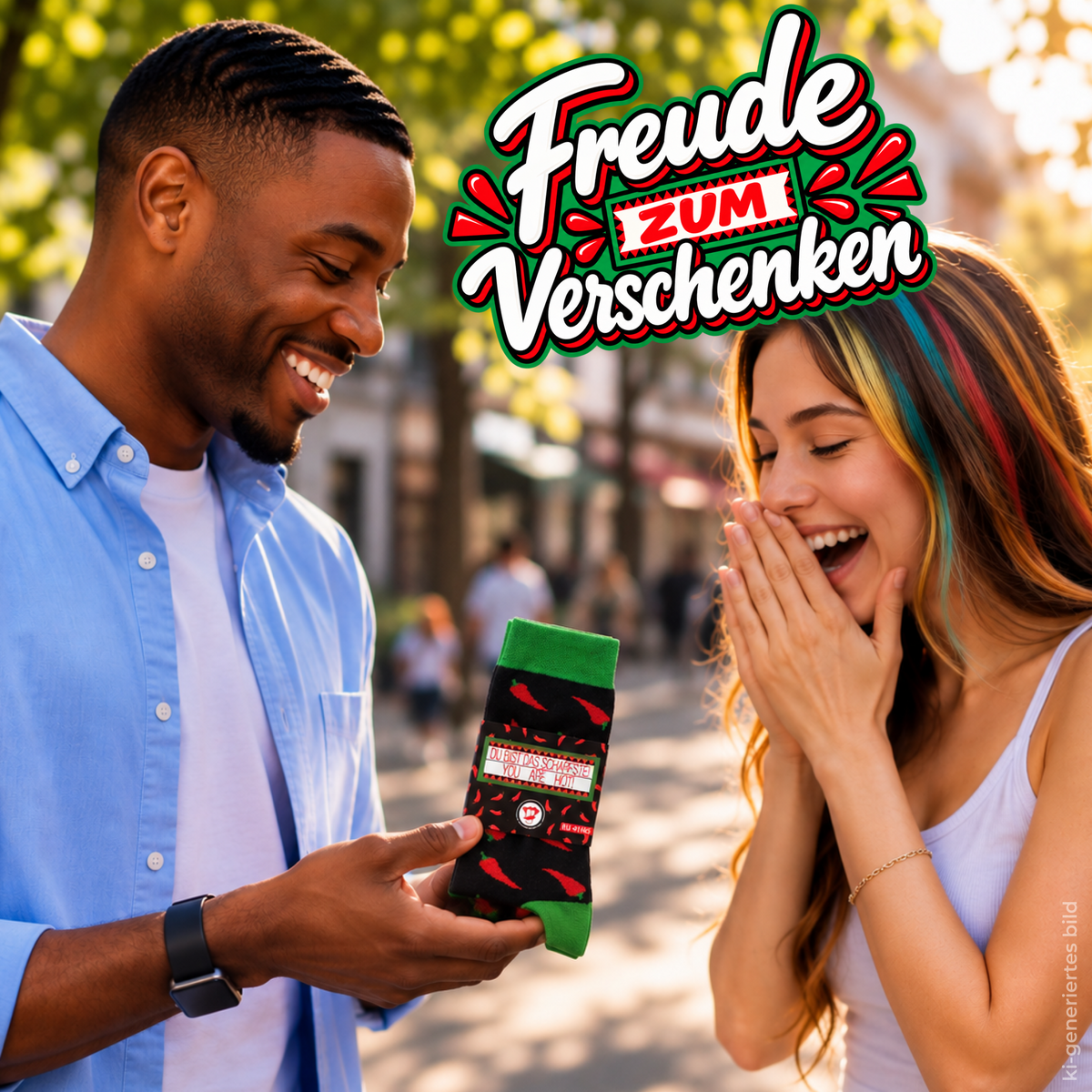 Chili Lifestyle Lustige Socken CHILI mit Spruch Banderole 1 Paar