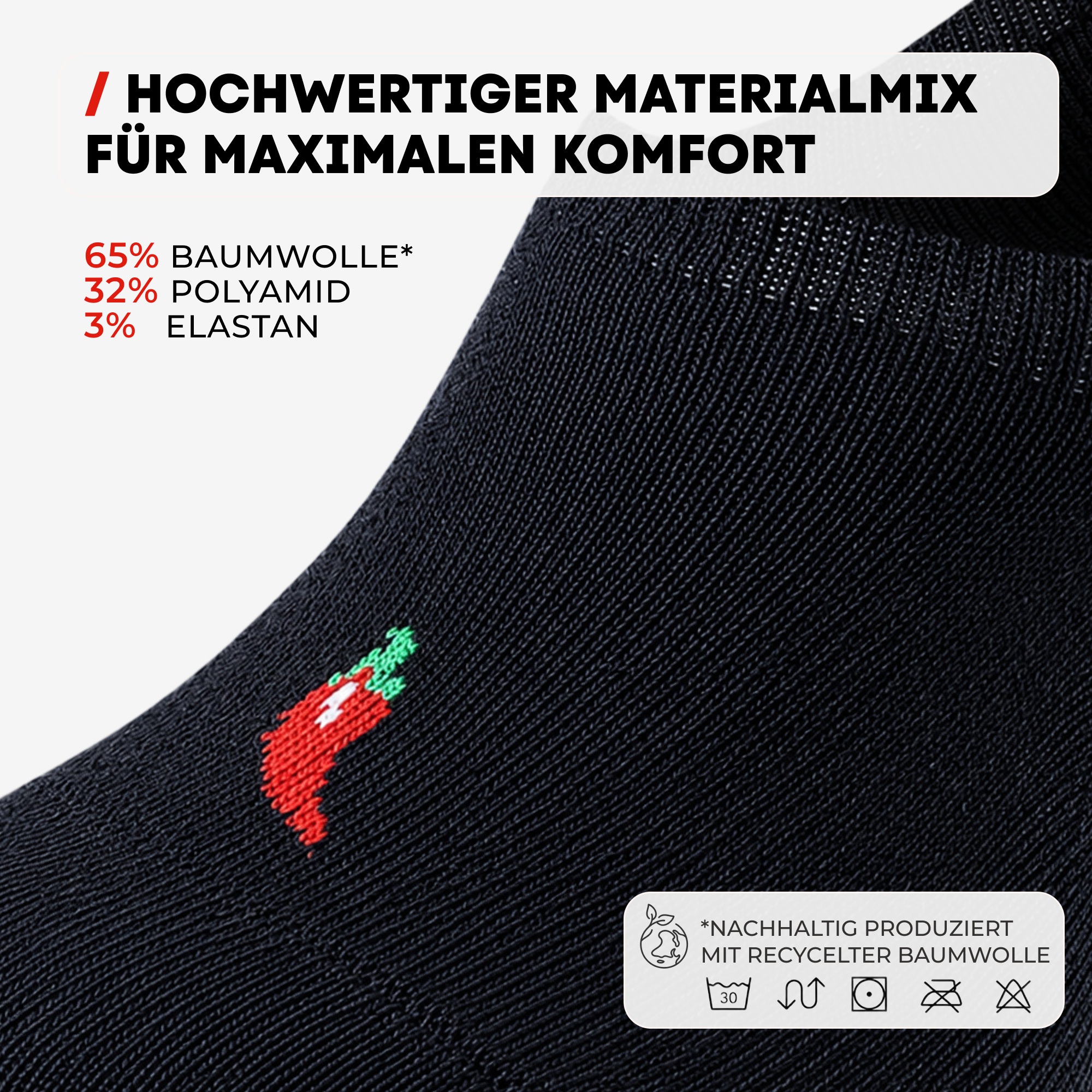 ChiliLifestyle Footies Silicon Sneaker Schwarz, 3 Paar, für Damen und Herren
