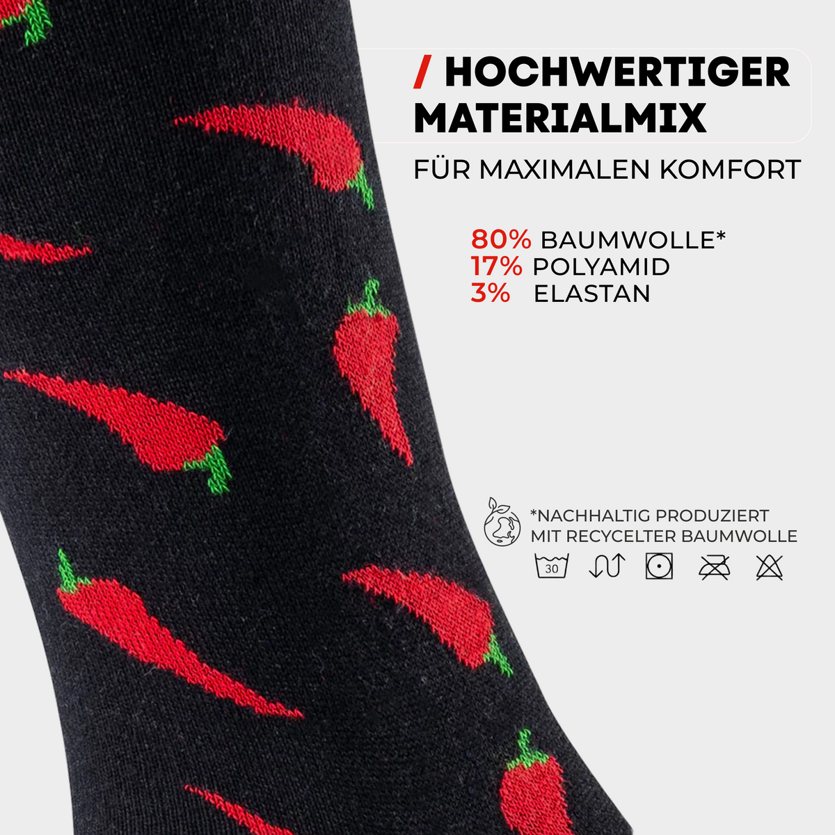 Chili Lifestyle Lustige Socken CHILI mit Spruch Banderole 1 Paar