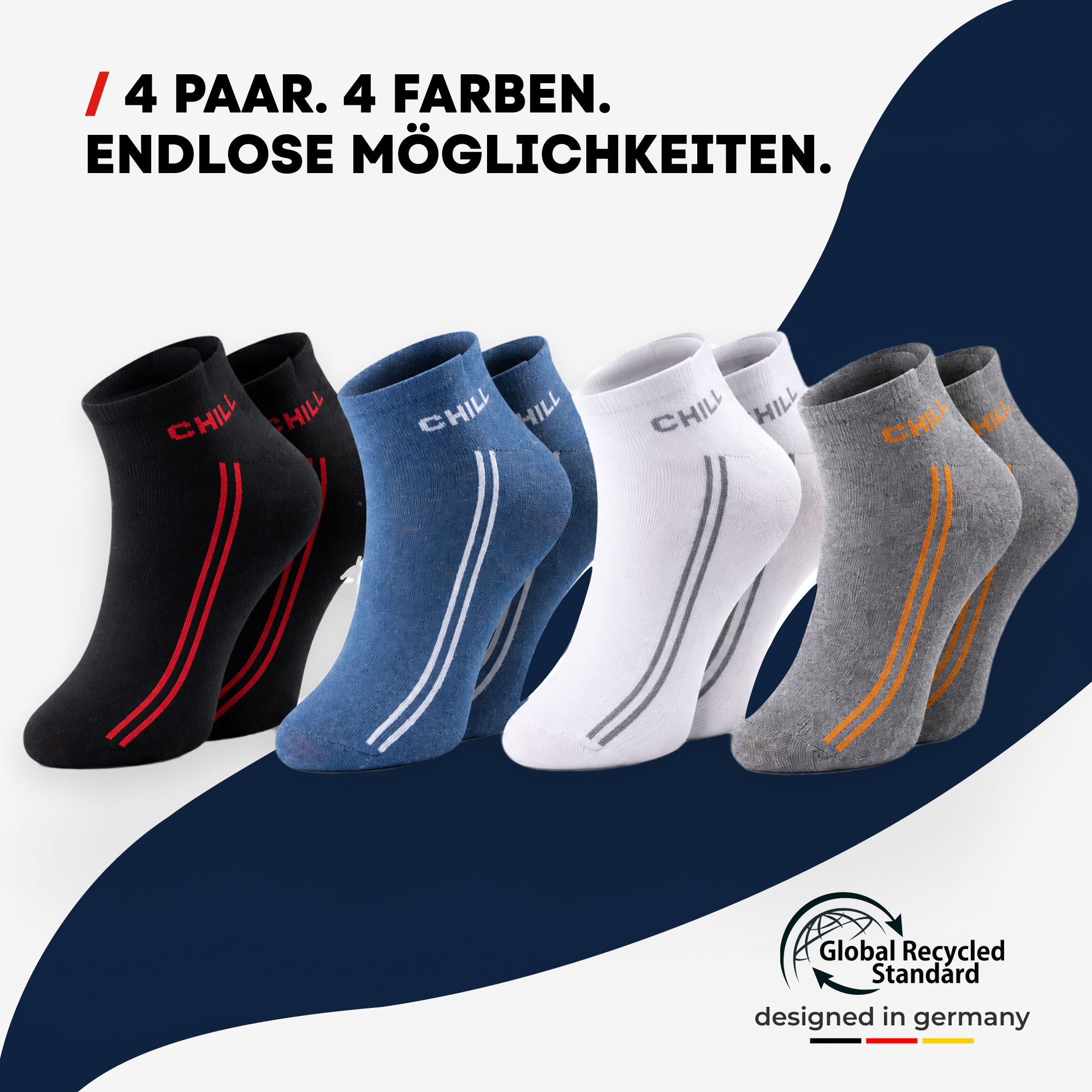 ChiliLifestyle Sneaker Sport, 4 Paar, Damen, Herren, Freizeit
