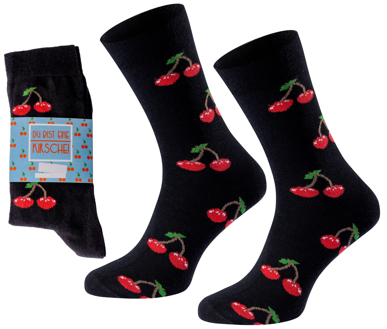 ChiliLifestyle Geschenksocken Cherry mit witziger Banderole für Damen und Herren