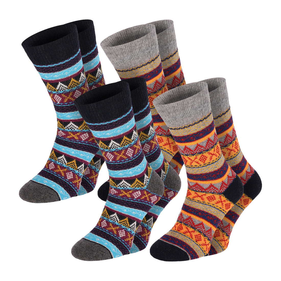 ChiliLifestyle Socken Wool Color Schaf Wolle Damen Herren Warm 4 Paar