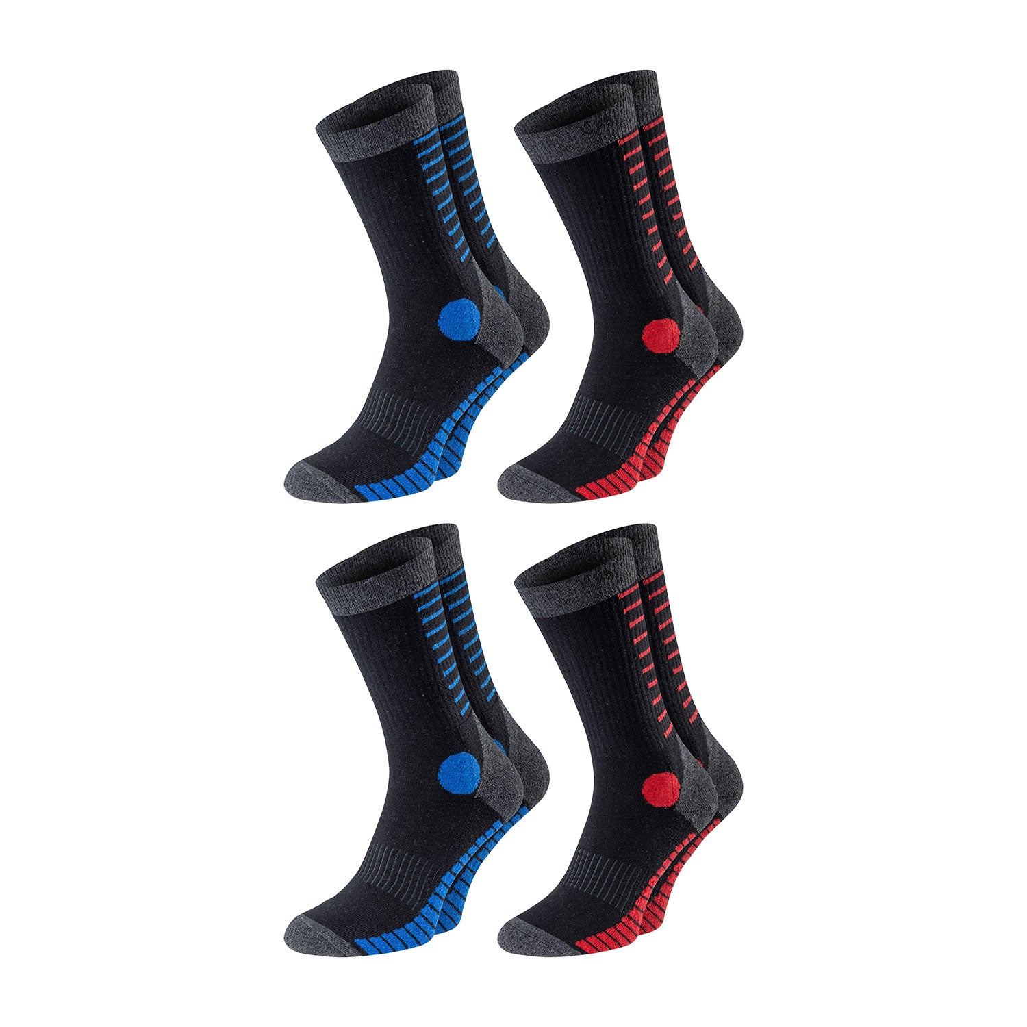 ChiliLifestyle Wandersocken 4 Paar rot und blau für Herren