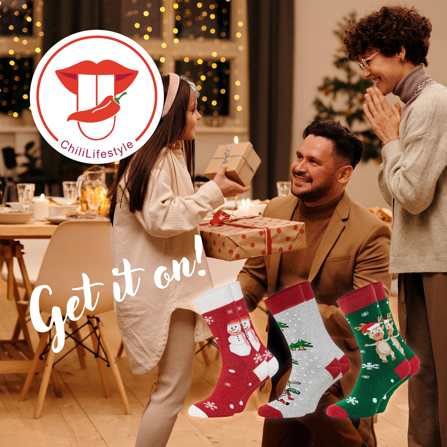 Chili Lifestyle Thermo Socken Christmas XMAS