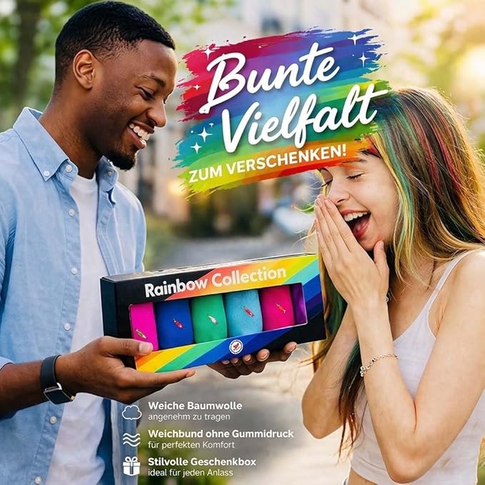 Chili Lifestyle Rainbow Geschenkbox 6 Paar Socken Baumwolle Weichbund - lifestyle/use-case image | owner-source:02b1becbb13e | 71oG+bb+GIL._AC_SX679_.jpg