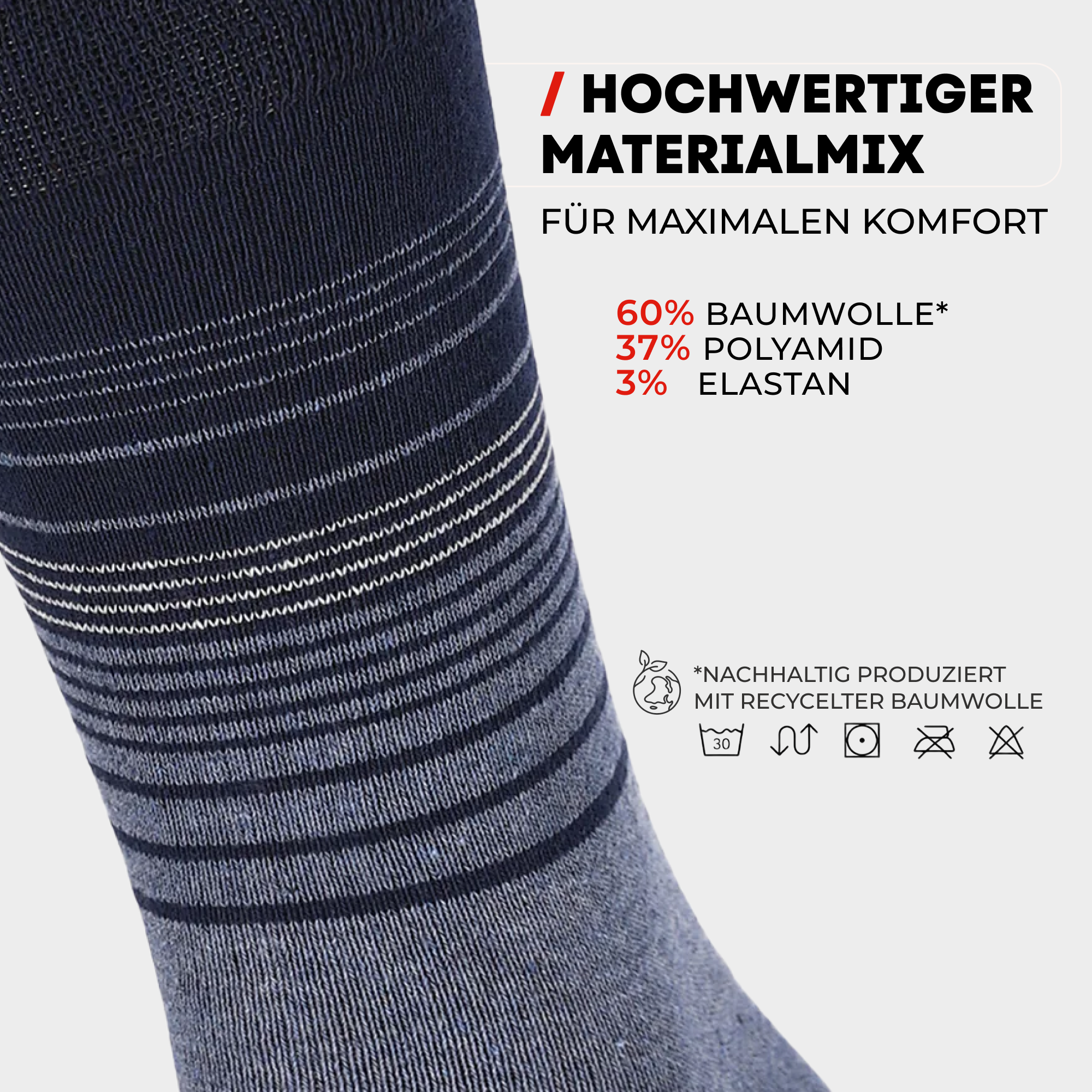Chili Lifestyle Socken Herren Streifen 5 Paar Weichbund Baumwolle - A-listing feature/product graphic | owner-source:b58f8d077b3f | Frame 103.png