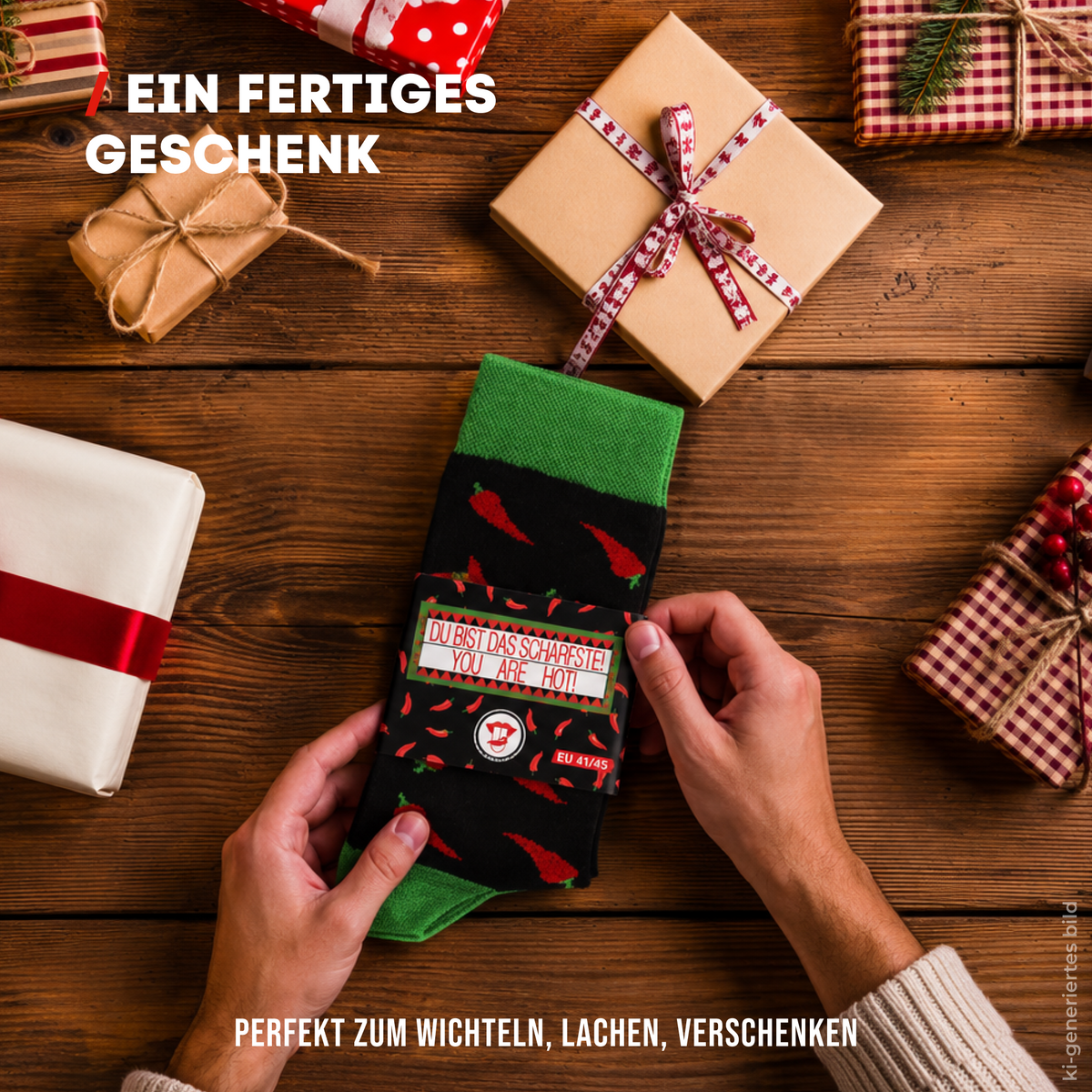Chili Lifestyle Lustige Socken CHILI mit Spruch Banderole 1 Paar
