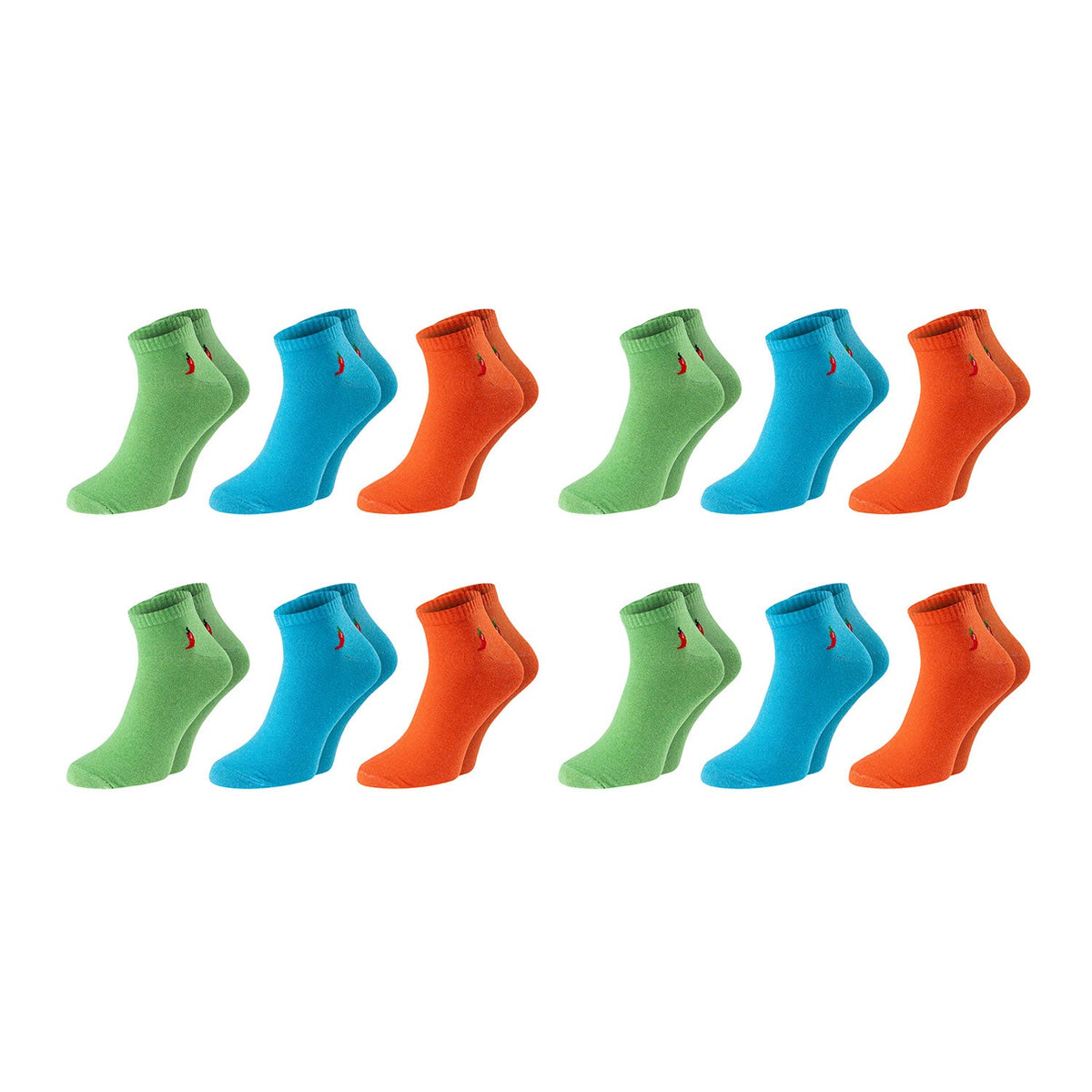 Chili Lifestyle Quarter Sneaker Socken 12 Paar Baumwolle Herren Damen