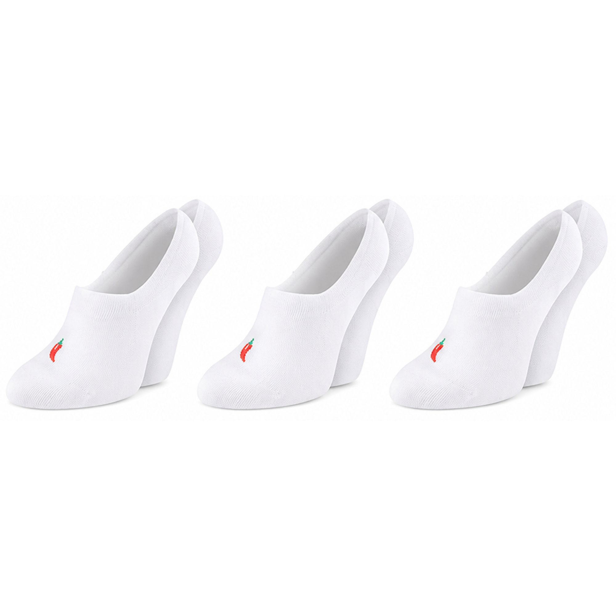 ChiliLifestyle Footies Silicon Sneaker weiß, 3 Paar, für Damen und Herren