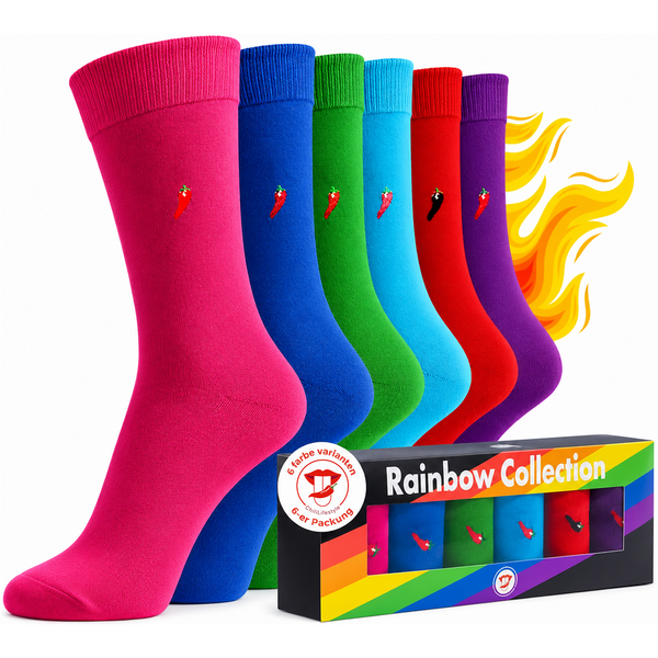 Rainbow Geschenkbox 6 Paar Socken Baumwolle Weichbund