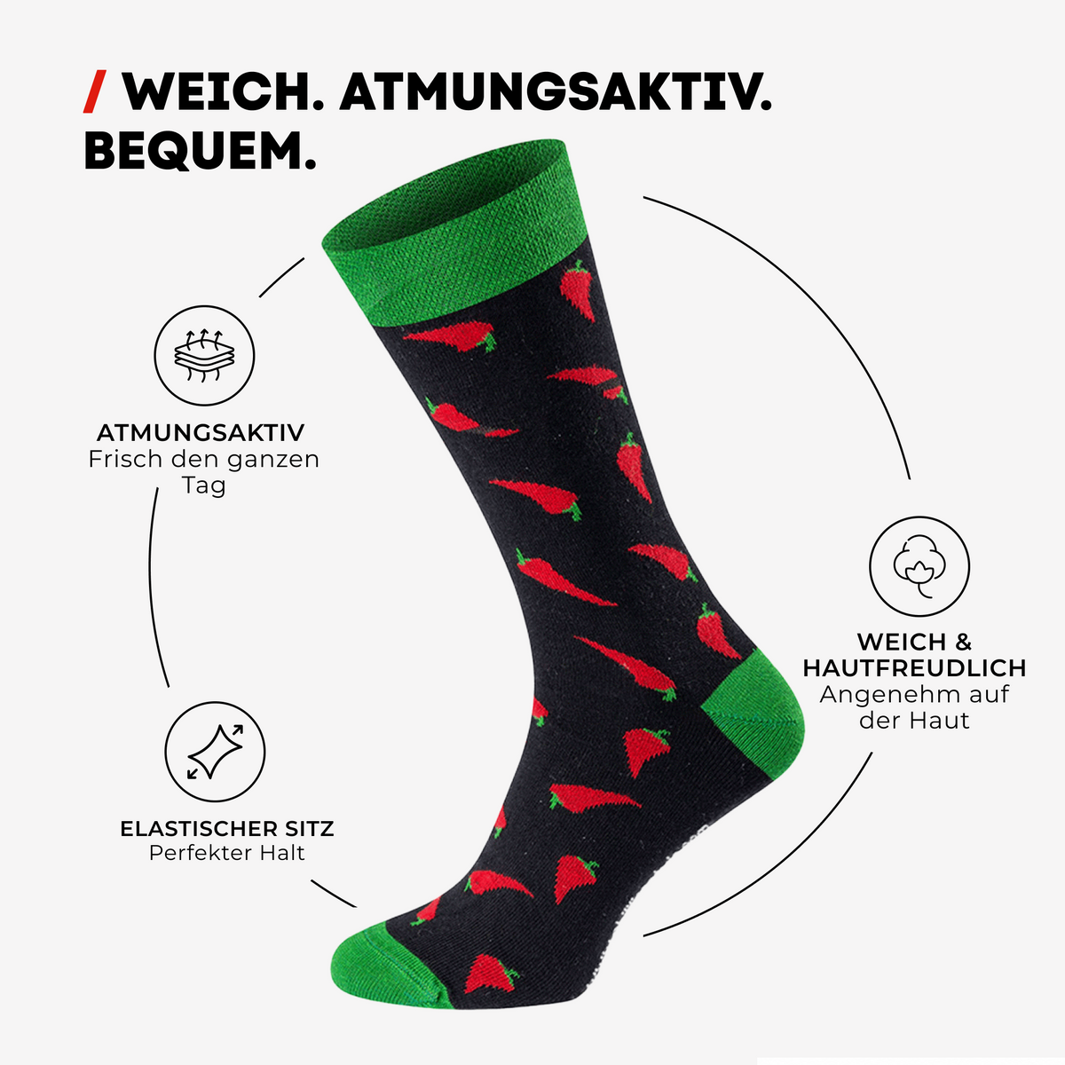 Chili Lifestyle Lustige Socken CHILI mit Spruch Banderole 1 Paar