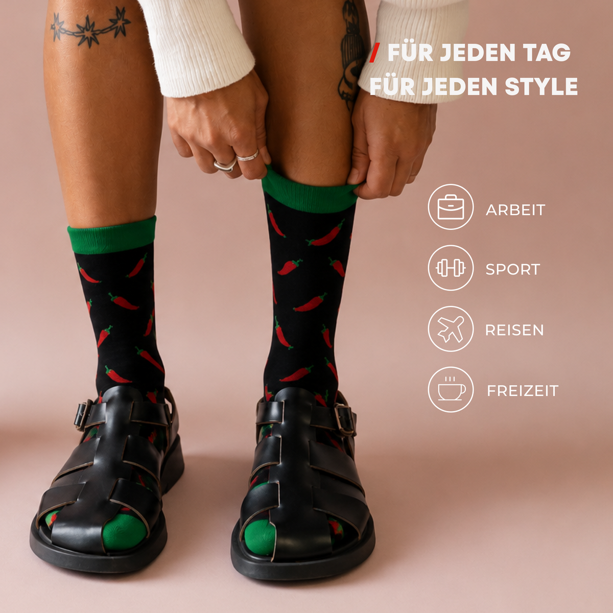 Chili Lifestyle Lustige Socken CHILI mit Spruch Banderole 1 Paar