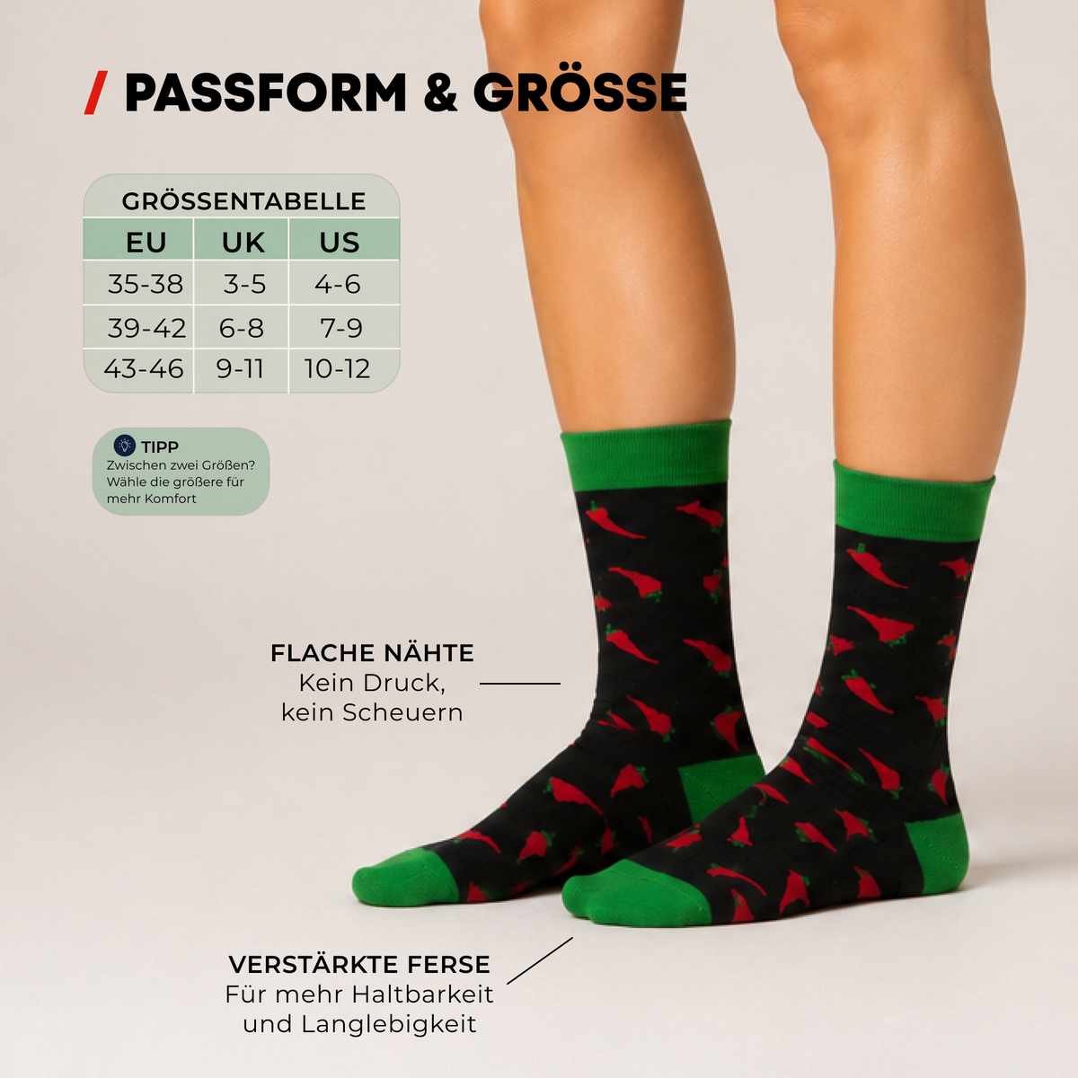 Chili Lifestyle Lustige Socken CHILI mit Spruch Banderole 1 Paar