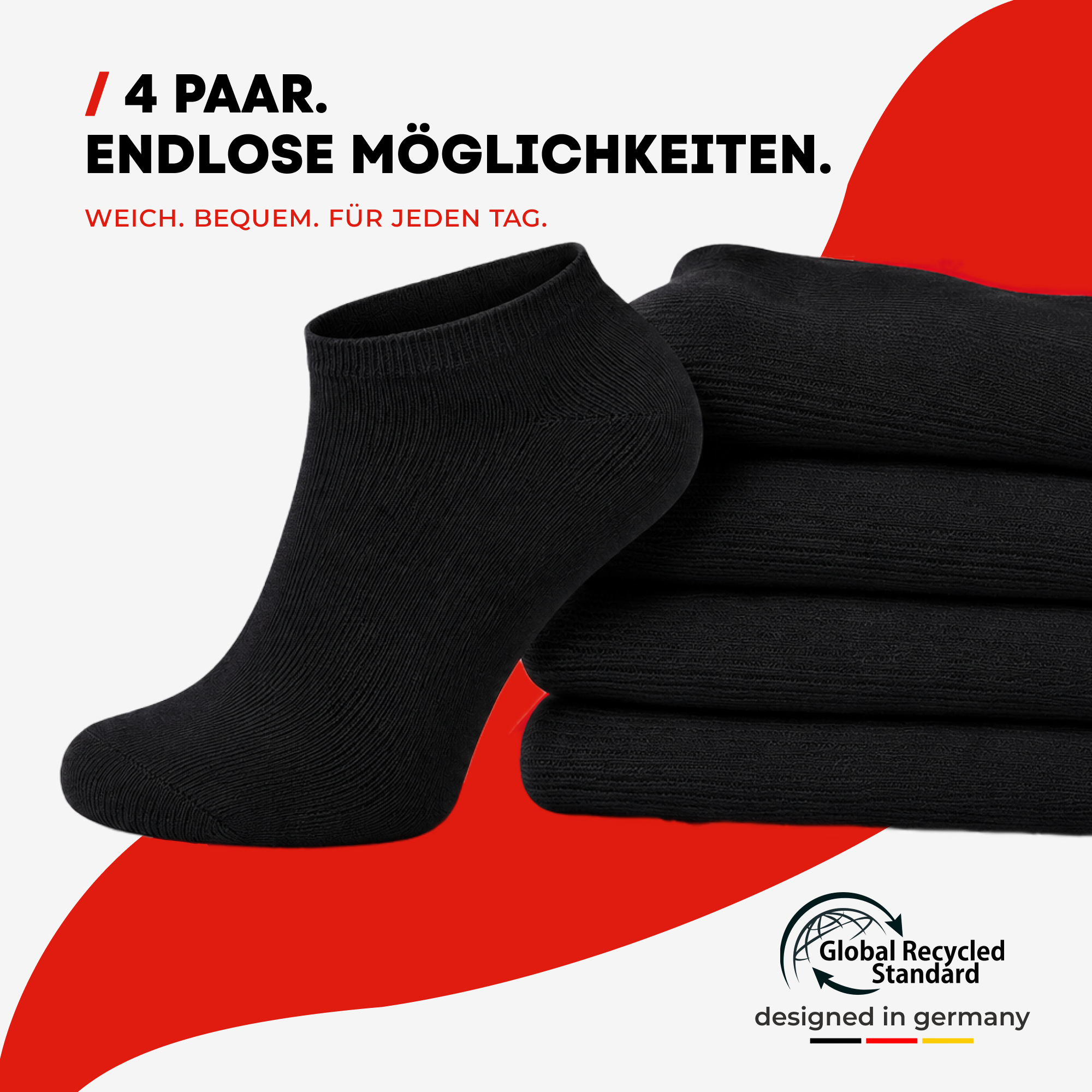 Chili Lifestyle SNEAKER Socken schwarz 4 Paar Baumwolle