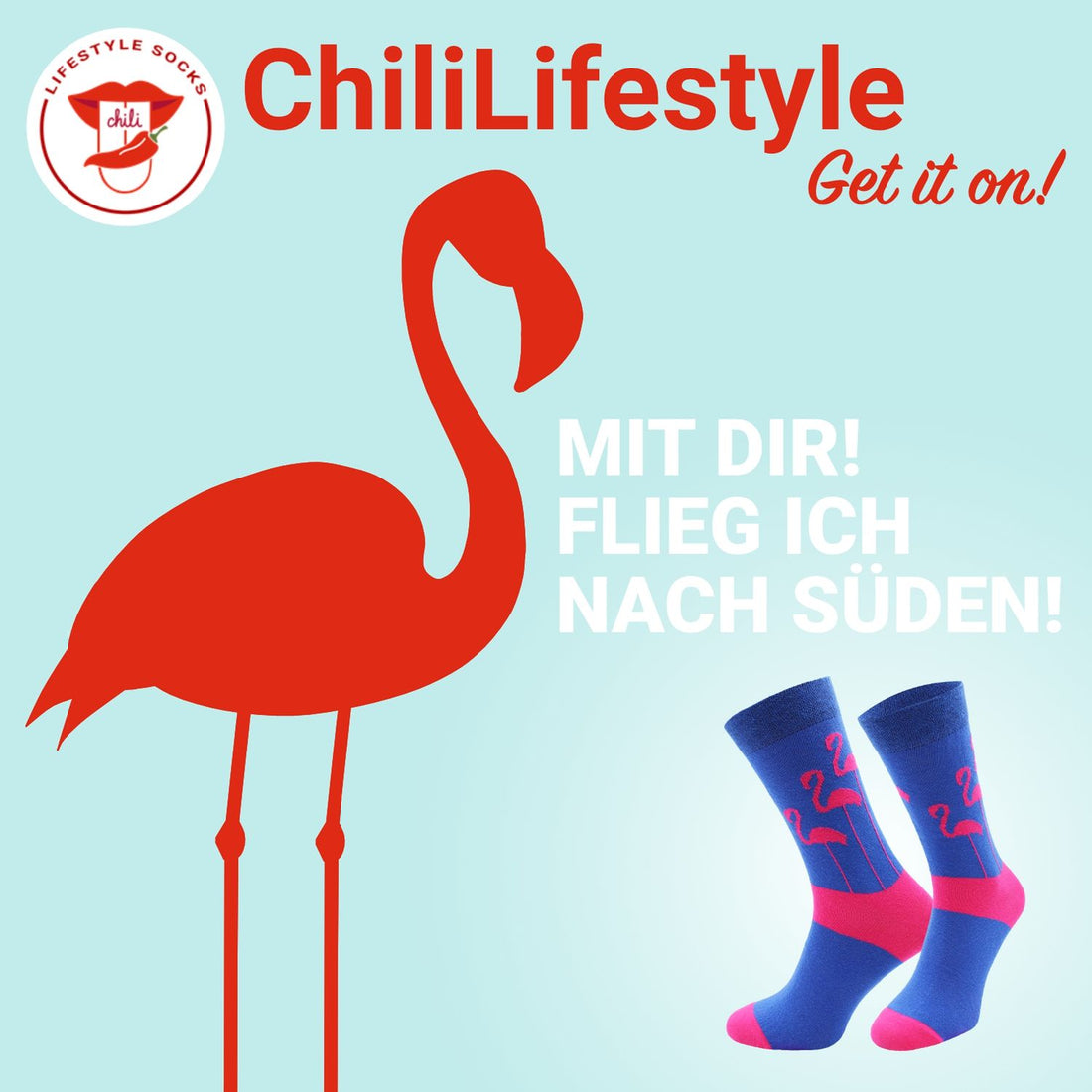 ChiliLifestyle Motivsocken Flamingo für Damen und Herren