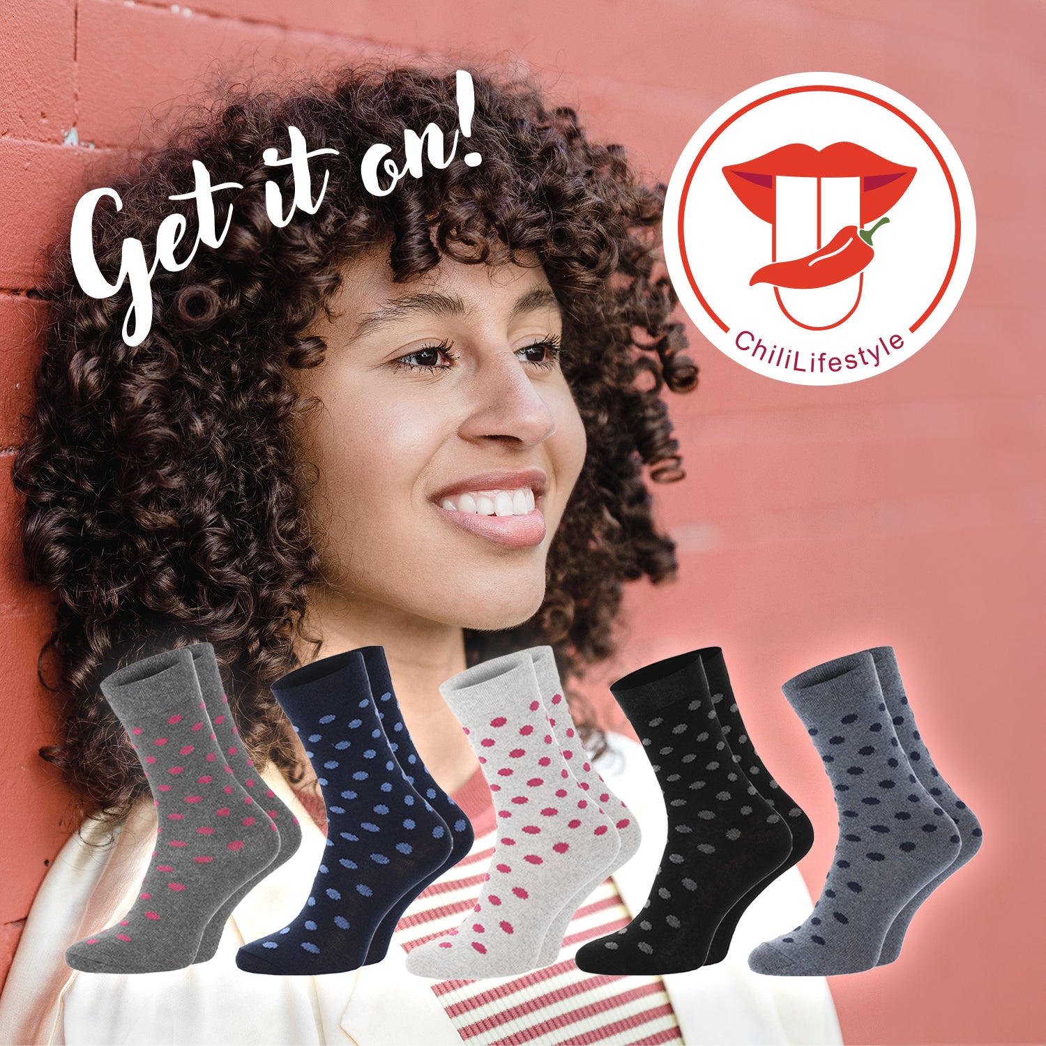 ChiliLifestyle Damen Socke Punkte 5er