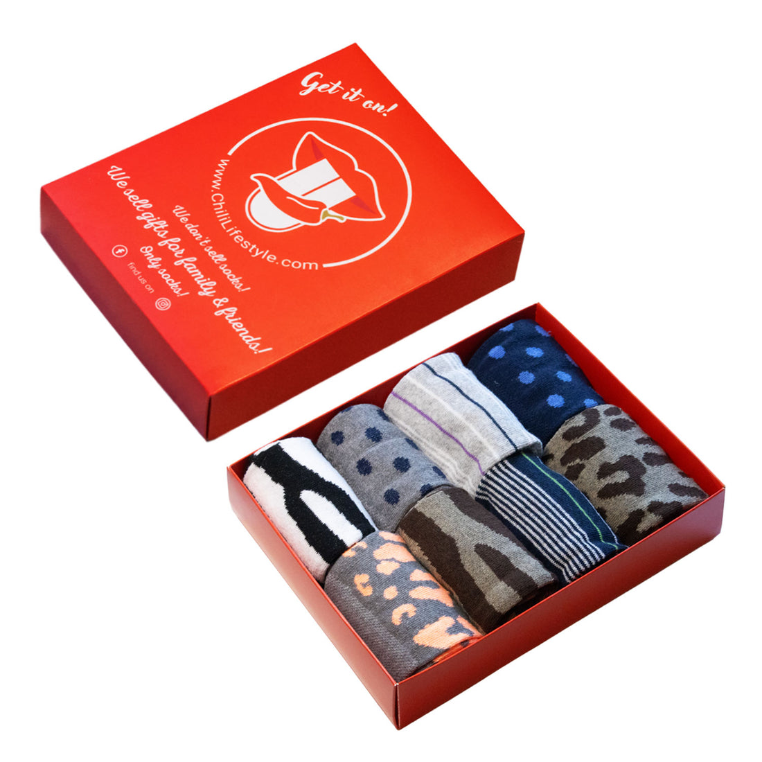 ChiliLifestyle Damen Africa Socken Geschenkbox Giftbox 8er