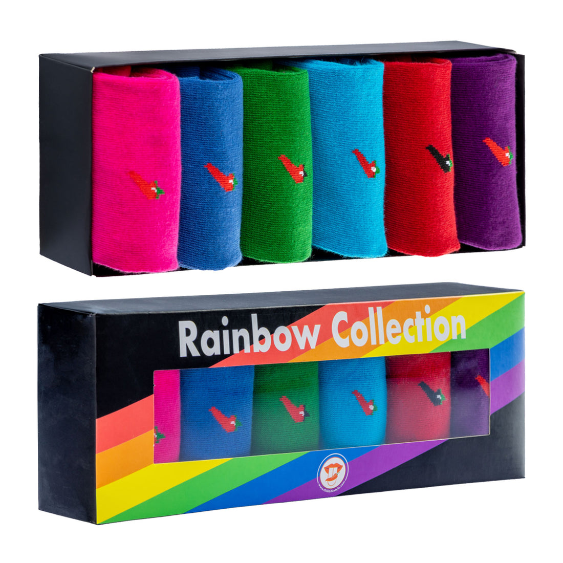 ChiliLifestyle Damen und Herren Rainbow Socken Geschenkbox Giftbox 6er