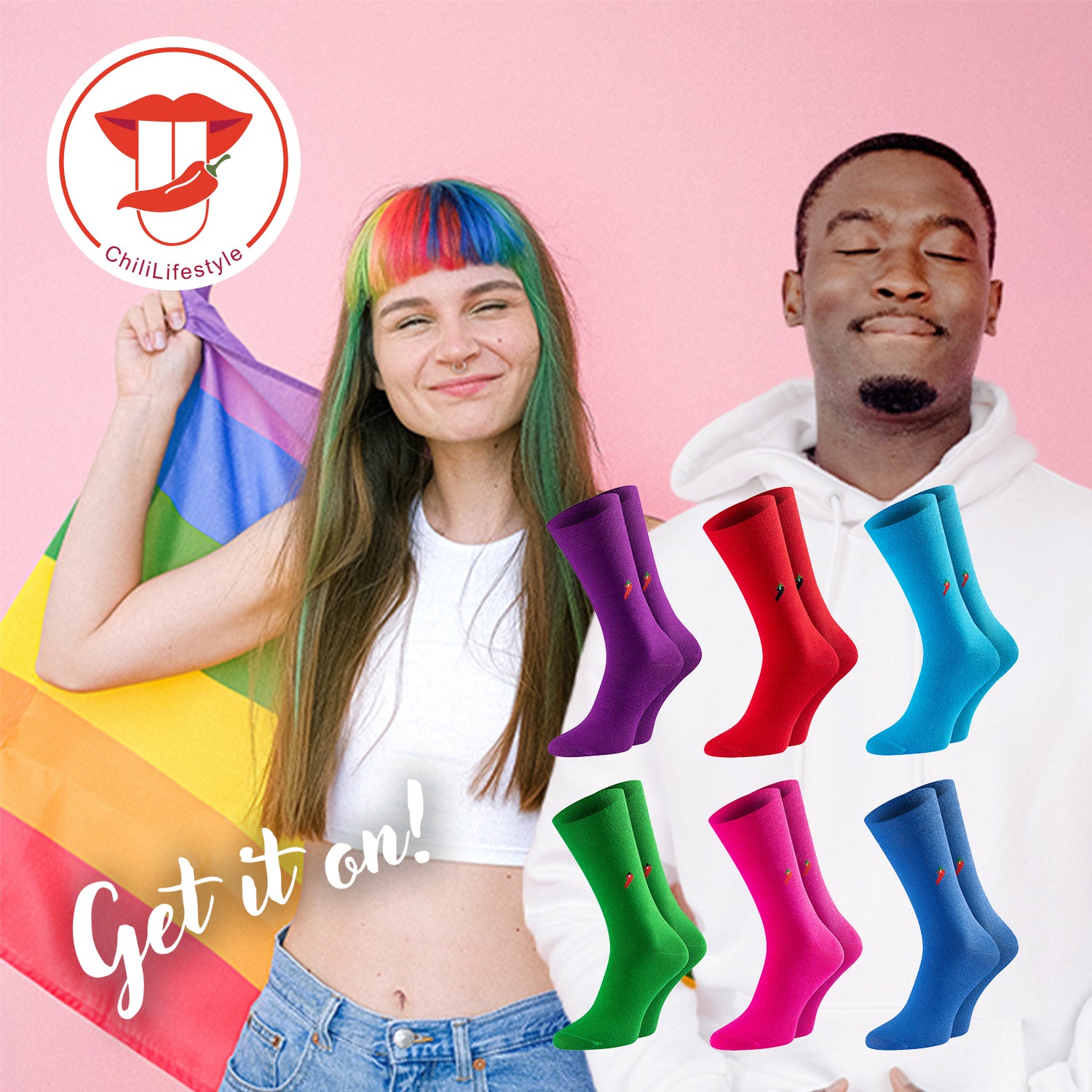 ChiliLifestyle Damen und Herren Rainbow Socken Geschenkbox Giftbox 6er