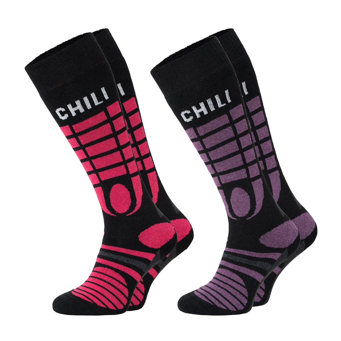 Chili Lifestyle Skisocken 2 Paar rosa und lila für Damen