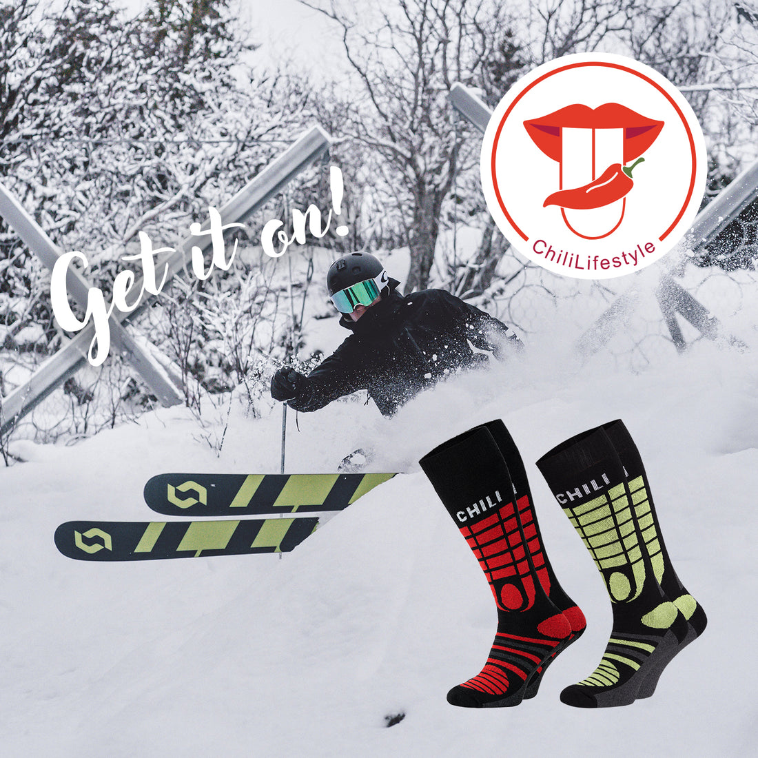 Chili Lifestyle Skisocken YEON, Winter Kniestrümpfe für Ski & Snowboard, 4 Paar