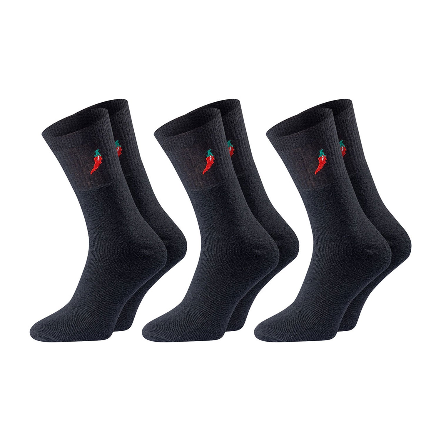 ChiliLifestyle Unisex Tennis Socken schwarz 3er
