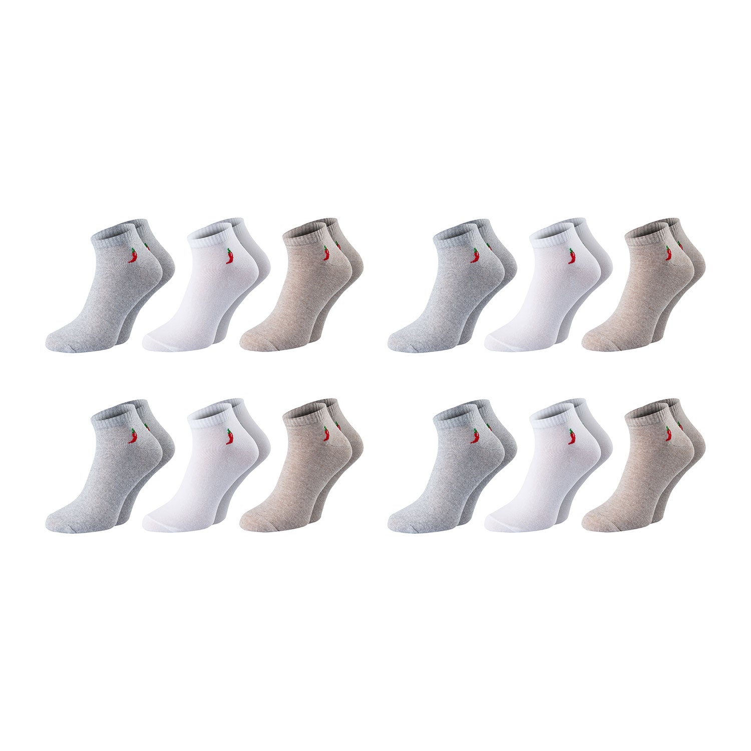 Chili Lifestyle Quarter Sneaker Socken 12 Paar Baumwolle Herren Damen