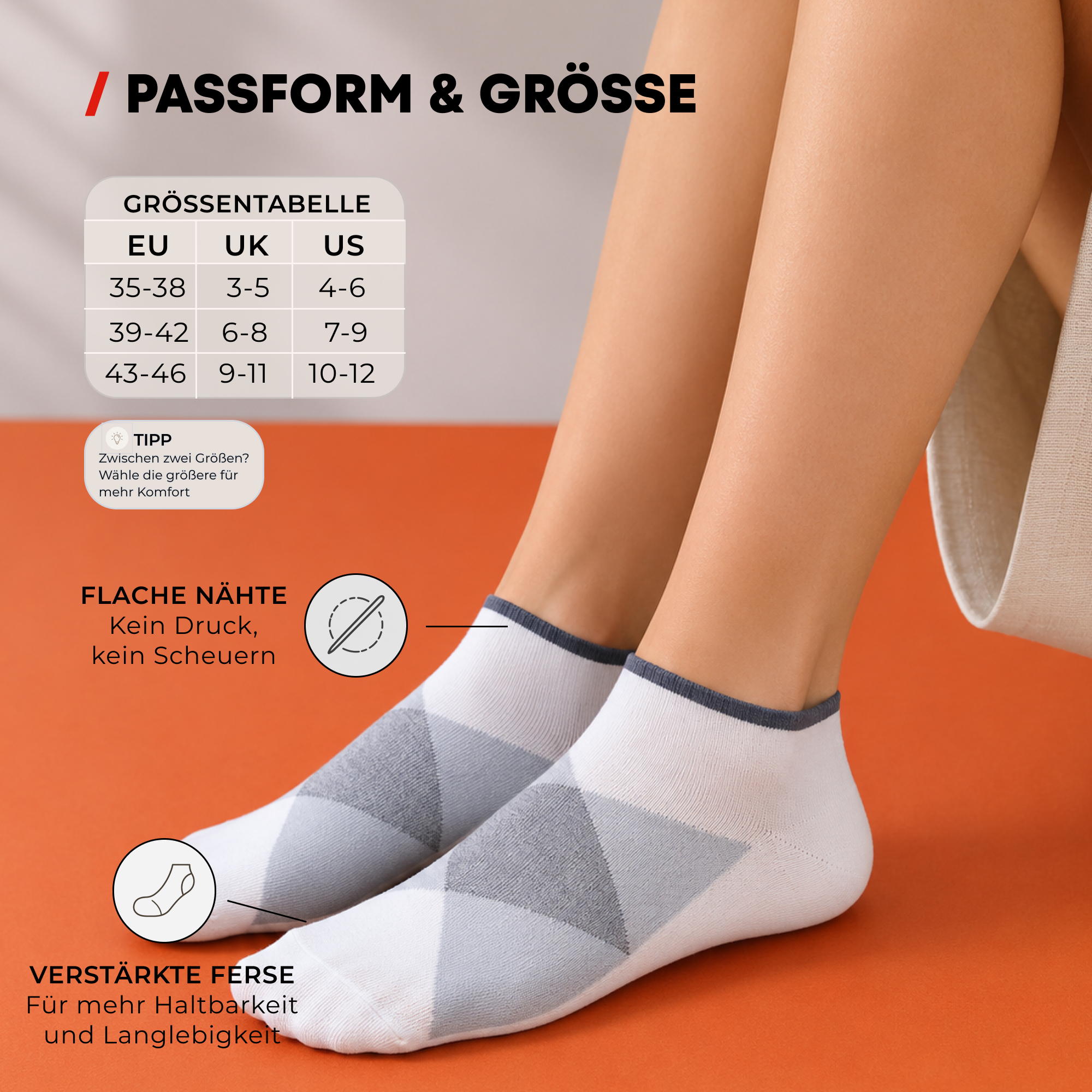 Chili Lifestyle SNEAKER Socken Karo 4 Paar Weichbund Baumwolle - feature/benefit graphic | owner-source:0f227306e1b2 | Karo socks 5.png