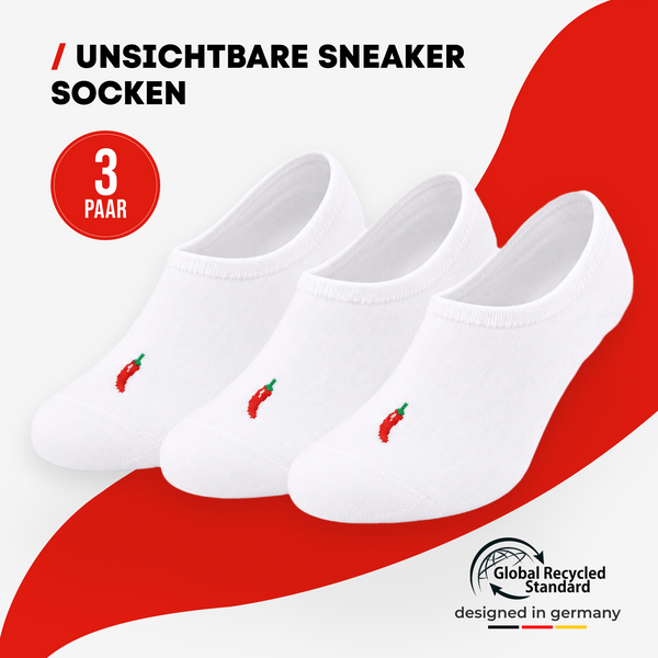 ChiliLifestyle Footies Silicon Sneaker, 3 Paar, für Damen und Herren