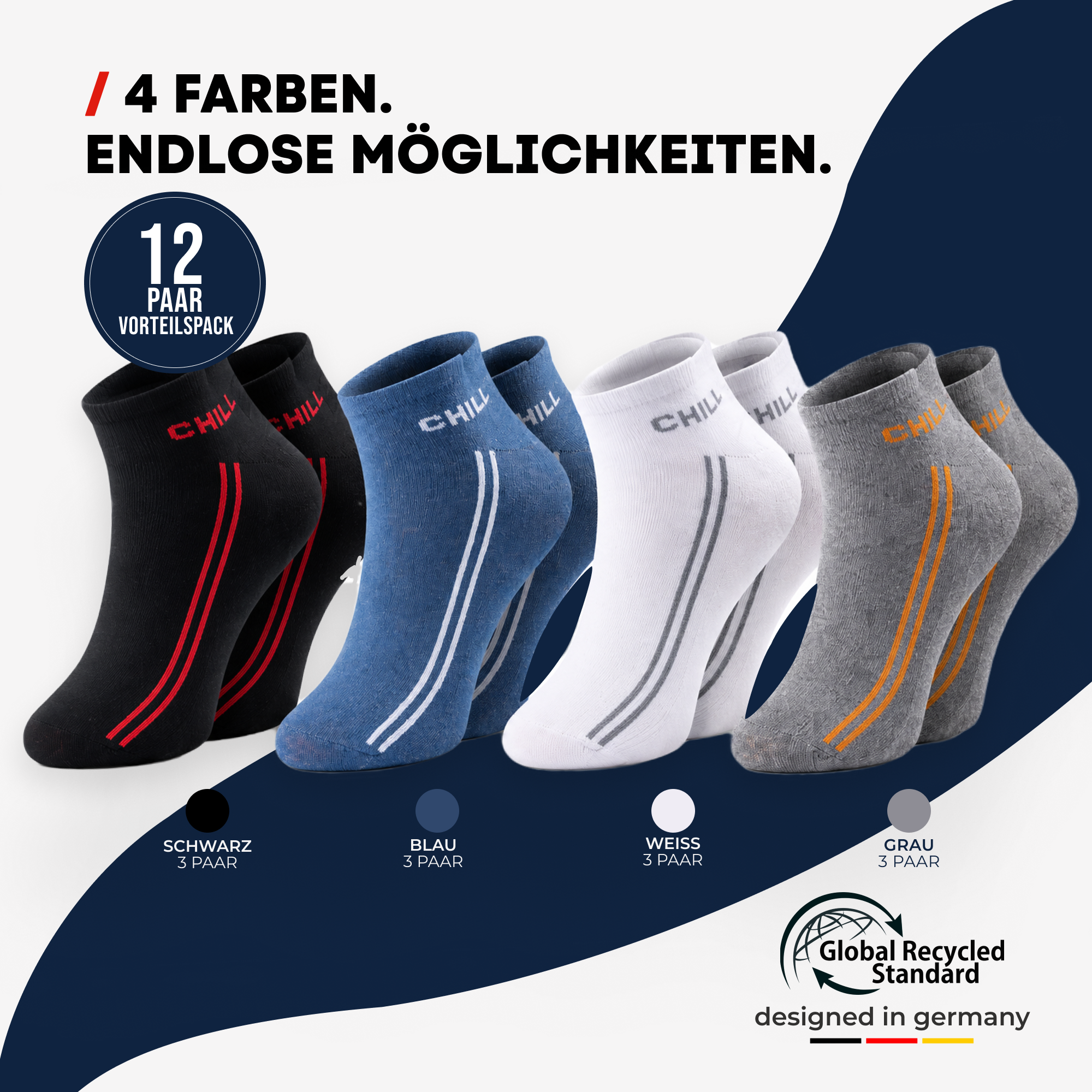 Chili Lifestyle SNEAKER Socken 12 Paar Baumwolle Weichbund - feature/benefit graphic | owner-source:aa923638ba43 | Sport Sneaker 5_12.png