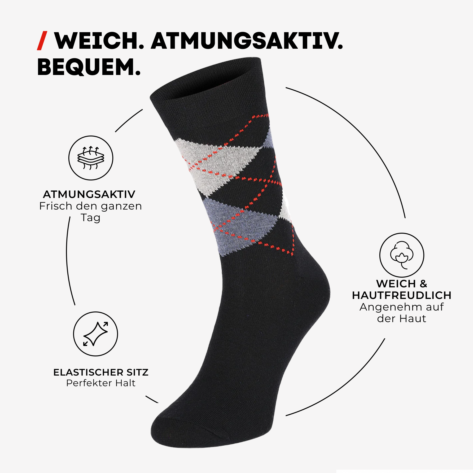 Chili Lifestyle Karo Socken 5 Paar Baumwolle Weichbund Herren Damen - A-listing feature/product graphic | owner-source:d9c118672ed6 | Frame 90.png