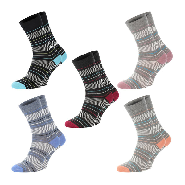 Chili Lifestyle Streifen Socken Damen 5 Paar Baumwolle Weichbund