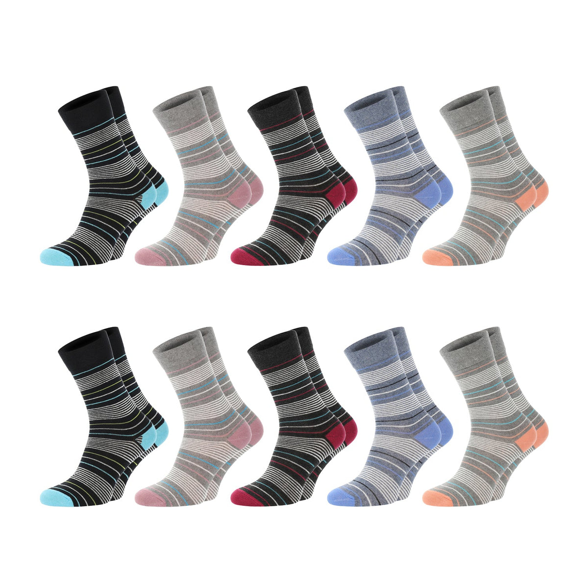 ChiliLifestyle Damen Socke Streifen 10er