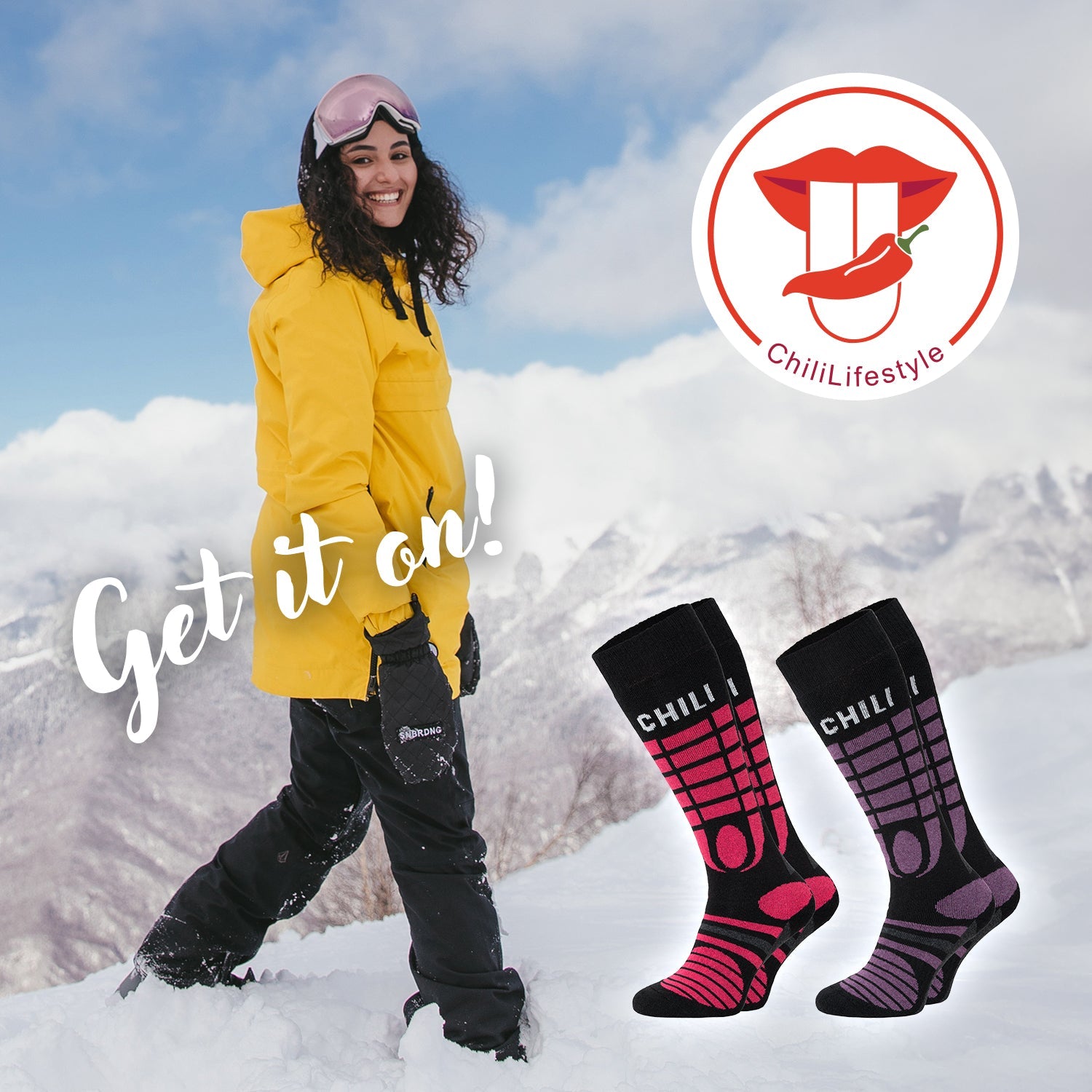 Chili Lifestyle Snowboard Skisocken 4 Paar warme gepolstert Kniestrümpfe Damen