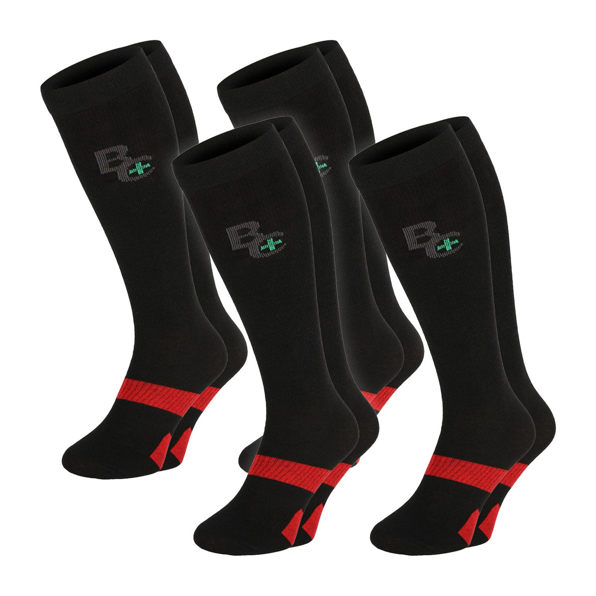 ChiliLifestyle Damen und Herren Compression Knie Socken schwarz 4er