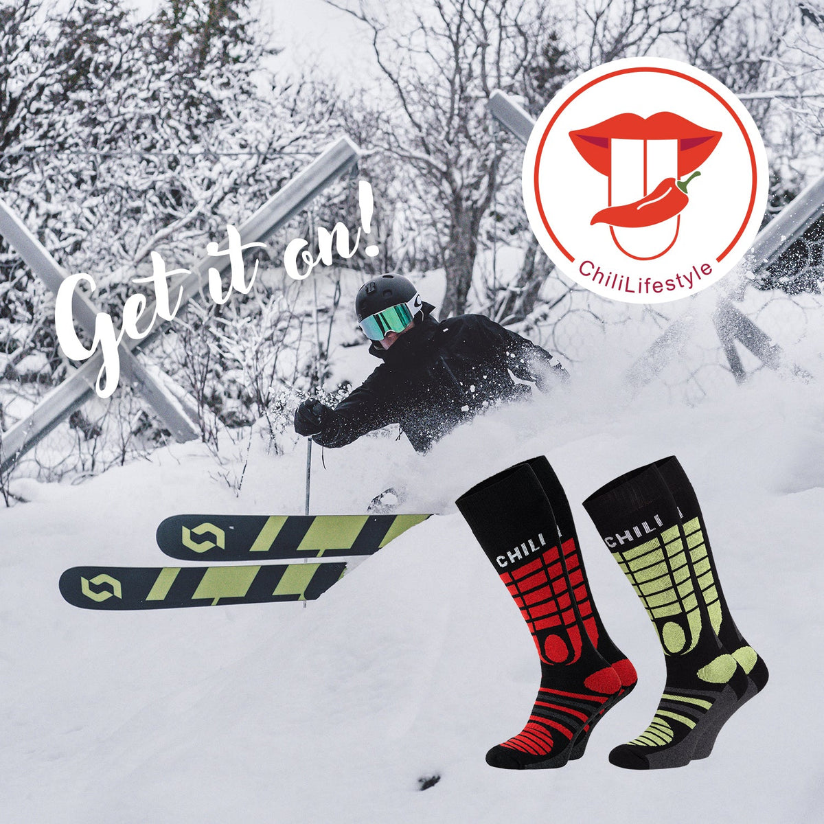 Chili Lifestyle Snowboard Skisocken YEON 4 Paar gepolstert warme Kniestrümpfe