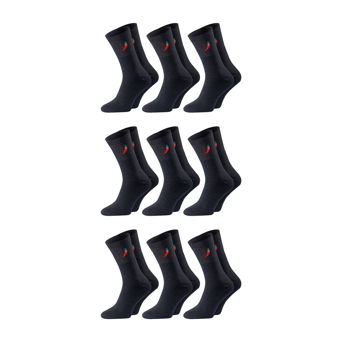 ChiliLifestyle Unisex Tennis Socken schwarz 9er