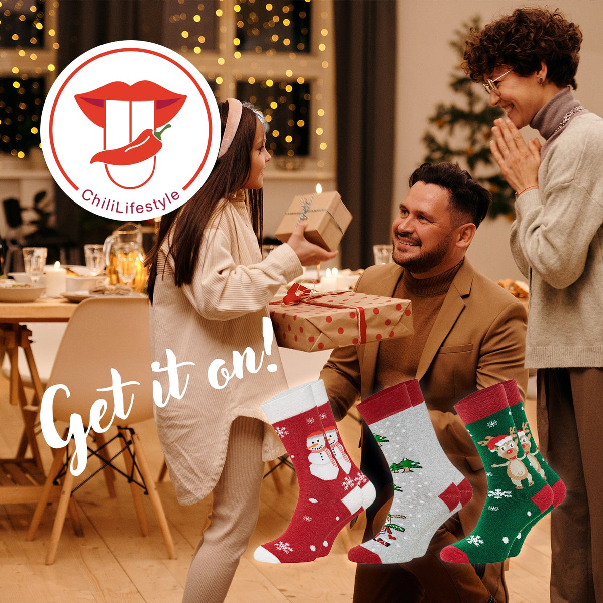 Chili Lifestyle Thermo Socken Christmas XMAS